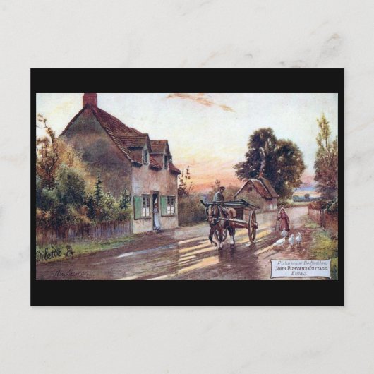 古いポストカード - バニヤンのコテージ。エルストウ、ベッドフォード ポストカード (正面)