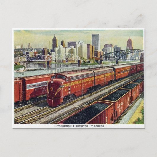 古いポストカード – "ピッツバーグは進歩を促進"。 ポストカード (正面)