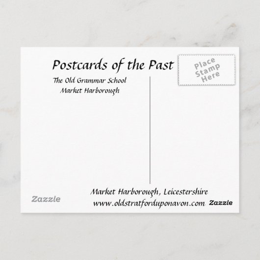 古いポストカード – リースターシャー州マーケットハーボロー ポストカード (裏面)