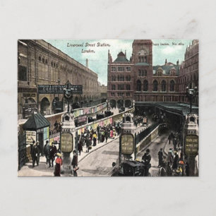 古いポストカード - ロンドン Liverpool Street 駅 ポストカード