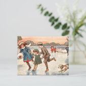 古いポストカード – 子どもスケートで滑る ポストカード (スタンド正面)