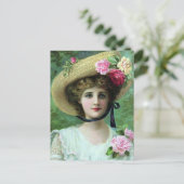 古いポストカード – 帽子の女性 ポストカード (スタンド正面)