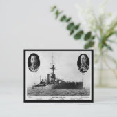 古いポストカード – 戦艦HMS Ajax ポストカード (スタンド正面)