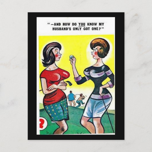 古いポストカード – 漫画 – ゴルフ ポストカード (正面)