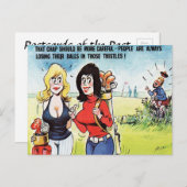 古いポストカード – 漫画 – ゴルフ ポストカード (正面/裏面)