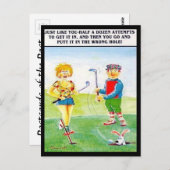 古いポストカード – 漫画 – ゴルフ ポストカード (正面/裏面)