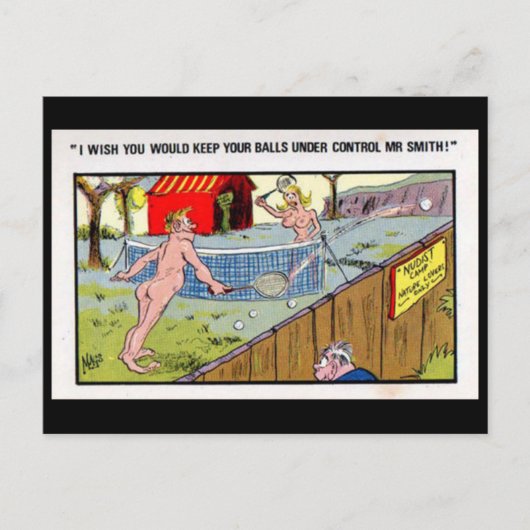 古いポストカード – 漫画 – テニス ポストカード (正面)