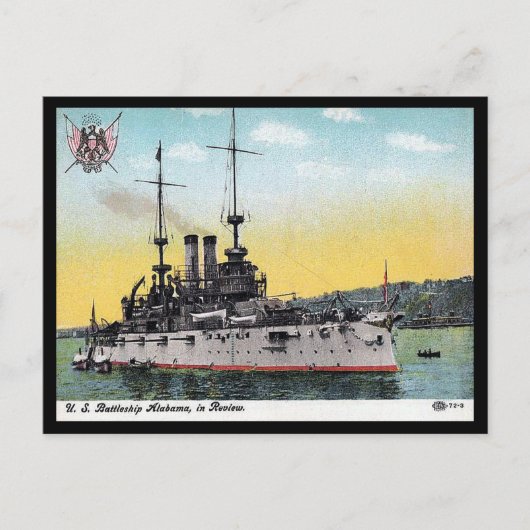 古いポストカード – 米国戦艦「アラバマ」 ポストカード (正面)