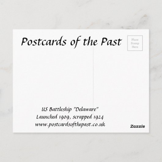 古いポストカード – 米国戦艦「デラウェア」。 ポストカード (裏面)