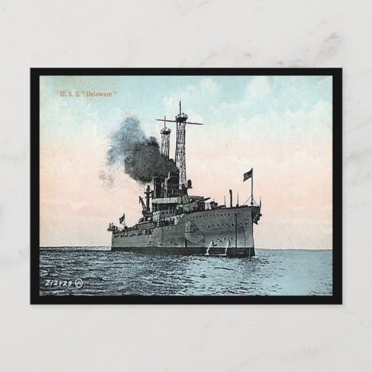 古いポストカード – 米国戦艦「デラウェア」。 ポストカード (正面)