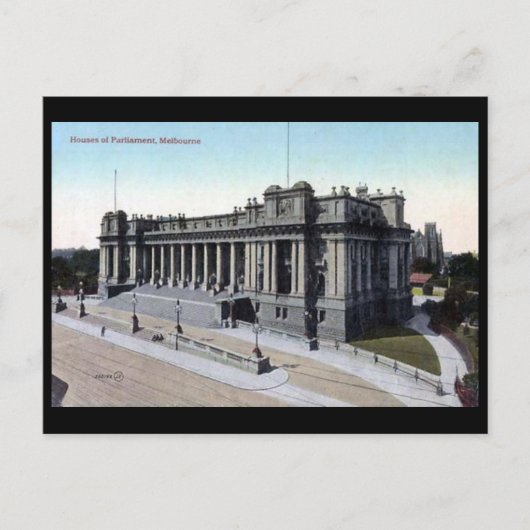 古いポストカード – 議員の家，メルボルン ポストカード (正面)