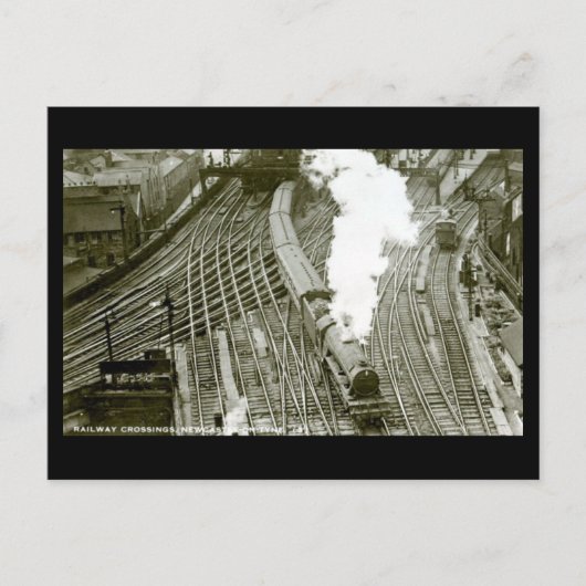 古いポストカード – 鉄道交差点、ニューキャッスルオンタイン ポストカード (正面)