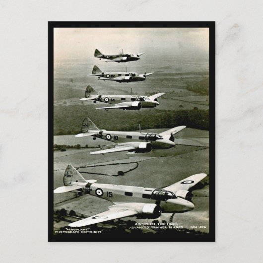 古いポストカード – 風速「オックスフォード」 – トレーナー飛行機 ポストカード (正面)