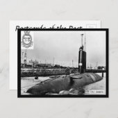 古いポストカード – HM潜水艦「Warbasth」 ポストカード (正面/裏面)