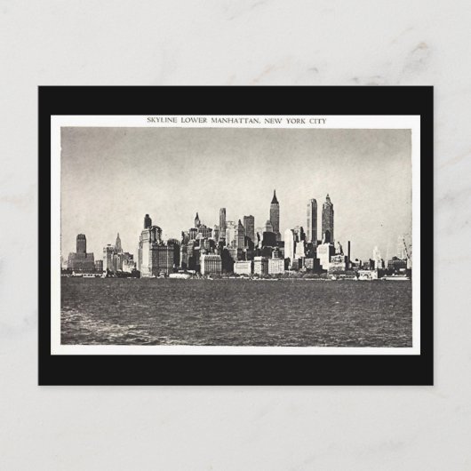 古いポストカード – Lower Manhattanスカイライン ポストカード (正面)