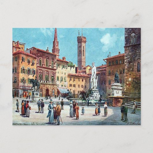古いポストカード – Piazza della Signoria, Firenze ポストカード (正面)
