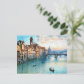 古いポストカード – River Arno, Florence, Italy ポストカード (スタンド正面)