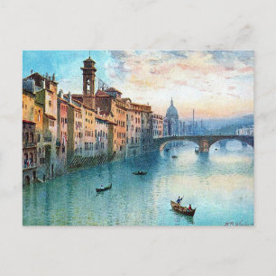 古いポストカード – River Arno, Florence, Italy ポストカード