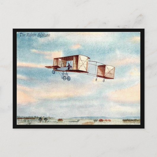 古いポストカード – The Voisin Biplane ポストカード (正面)