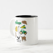 古いマクドナルドは農場を持っていた私の農場の生活子供へ ツートーンマグカップ (正面左)