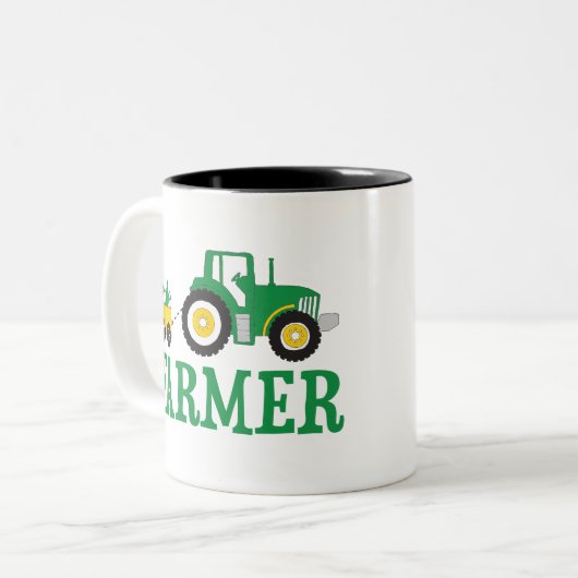 古いマクドナルドは農場を持っていた私の農場の生活子供へ ツートーンマグカップ (正面左)