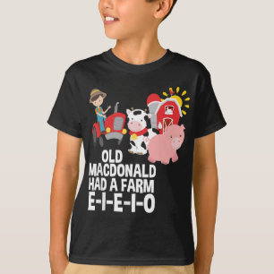 古いマクドナルドは農場E-I-E-I-O子供部屋韻を持っていた Tシャツ
