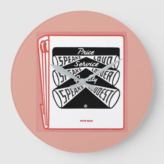 古いマッチブックの表紙話価格高 ラージ壁時計 (正面)