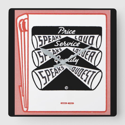 古いマッチブックカバーの価格話大きい スクエア壁時計 (正面)