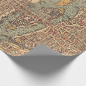 古いマップパターン ラッピングペーパー (角)