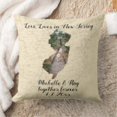 古いマップ愛の住むジャージーの州の形をした写真 クッション (ブランケット)