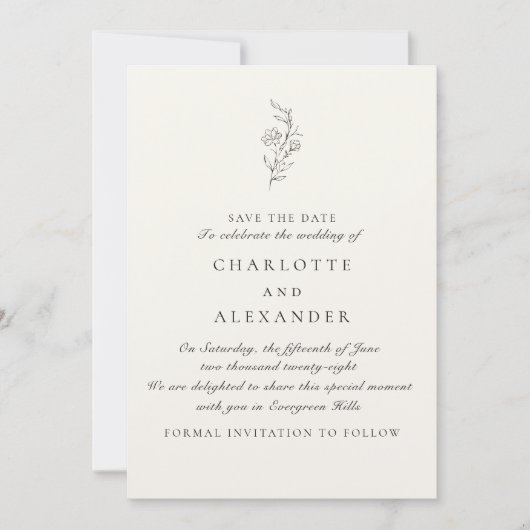 古いマネーエステティック、アイボリー銀行の日付を保存 招待状 (正面)