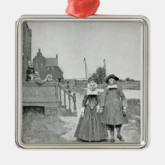 古いマンハッタンの運河に沿って メタルオーナメント (正面)