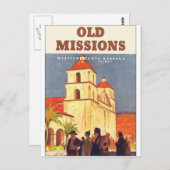古いミッションサンタバーバラヴィンテージ旅行ポスター ポストカード (正面/裏面)