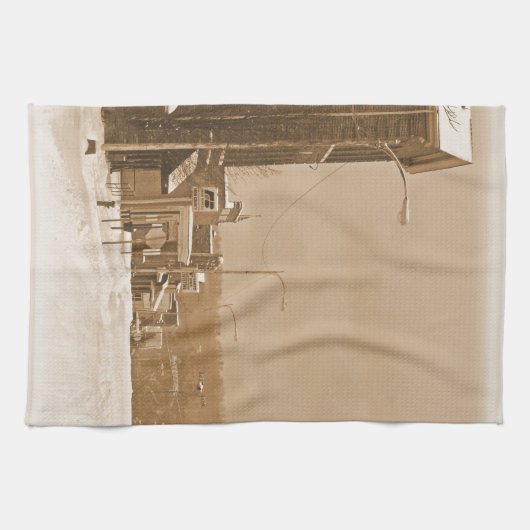 古いメイン通りインザスノー キッチンタオル (横)