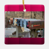 古いメールボックスの写真 セラミックオーナメント (正面)