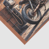 古いモトサイクルがヴィンテージ車庫に停まっていた 薄葉紙 (詳細)