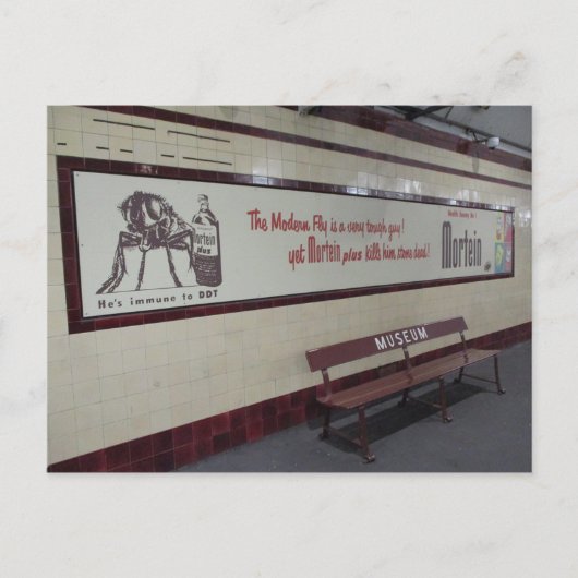 古いモルテイン広告(博物館駅のはがき) ポストカード (正面)