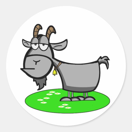 古いヤギのステッカー ラウンドシール (正面)