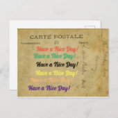 古いユニークポストカード素敵な一日を持っている シーズンポストカード (正面/裏面)