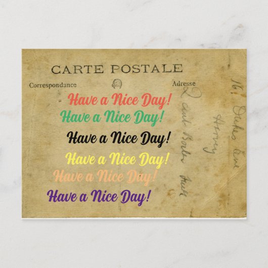 古いユニークポストカード素敵な一日を持っている シーズンポストカード (正面)