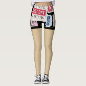 古いユニークCenimaチケットフェイクショーツジッパー レギンス (正面)