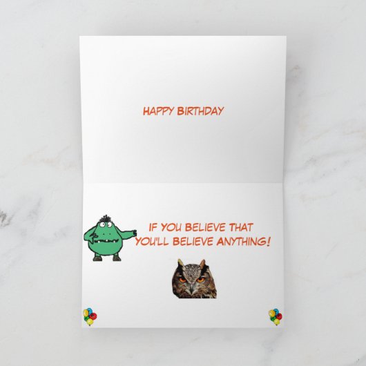 「古いユーモアのあるが賢い」誕生日カード カード (内部)
