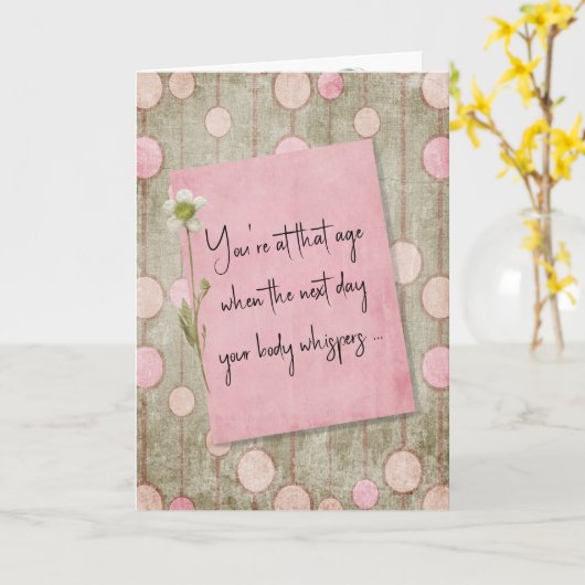 古いユーモア誕生日 カード (黄色い花)