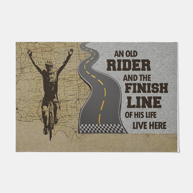 古いライダーと彼の人生のゴール ドアマット (正面)
