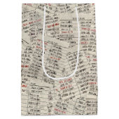 古いライブラリの誕生日 ミディアムペーパーバッグ (裏面)