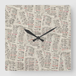 古いライブラリカードコレクション スクエア壁時計