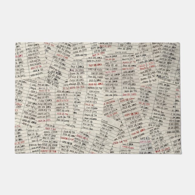 古いライブラリカードコレクション ドアマット (正面)