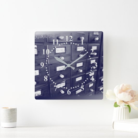 古いライブラリ図面 スクエア壁時計 (ホーム)