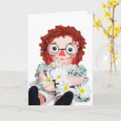 古いラグドールとデイジーのブーケ感謝していの友人 カード (黄色い花)