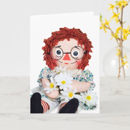 古いラグドールとデイジーのブーケ感謝していの友人 カード (黄色い花)